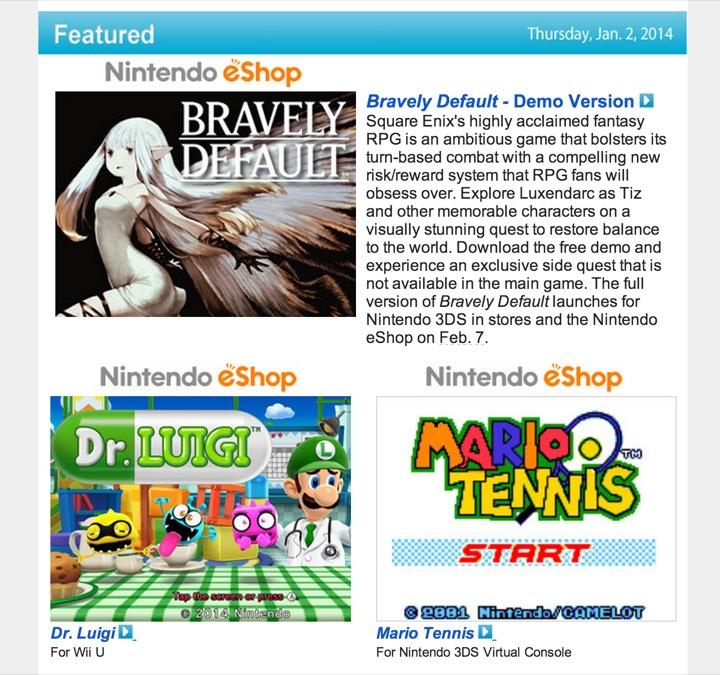 Nintendo Download – January 2, 2014